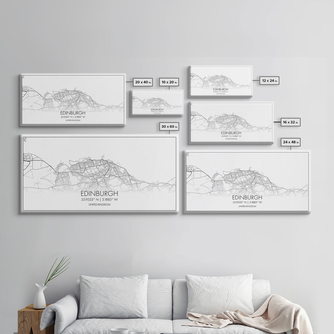 Edinburgh Street Map, Scotland Map, Map Art, Minimalist Art, Wall Art, Canvas Art, Travel Wall Art, Husband Gift, Office Décor For Men