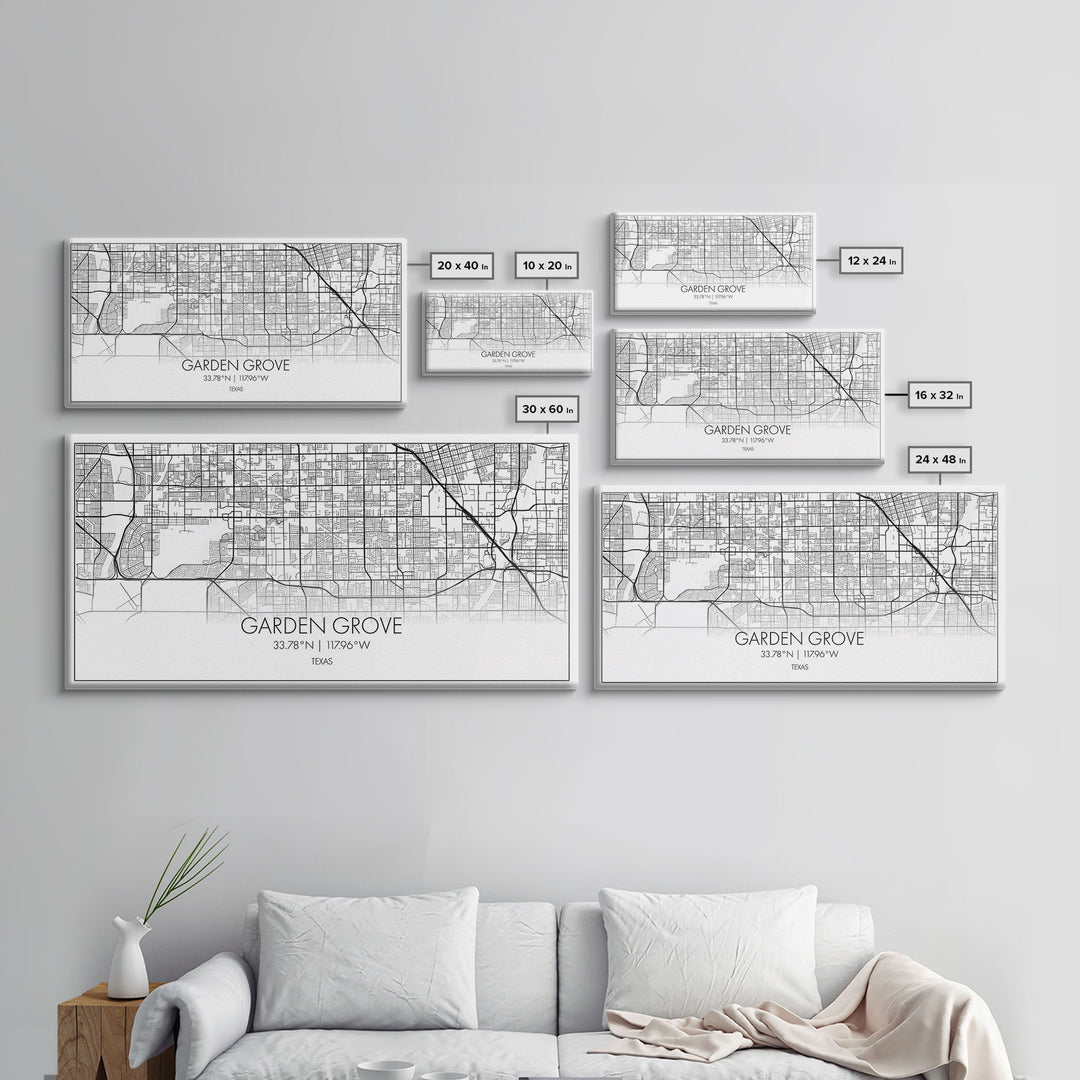 Garden Grove City Map, Texas Map, Map Art, Minimalist Art, Wall Art, Canvas Art, Farmhouse Wall Art, Hunting Décor, College Apartment Art