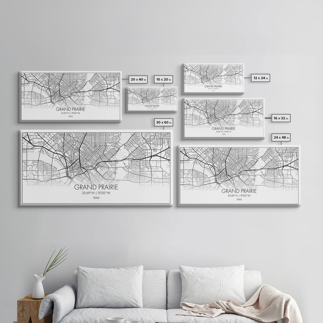 Grand Prairie City Map, Texas Map, Map Art, Minimalist Art, Wall Art, Canvas Art, Log Cabin Décor, Ranch Wall Art, Texas Wall Art, Prints