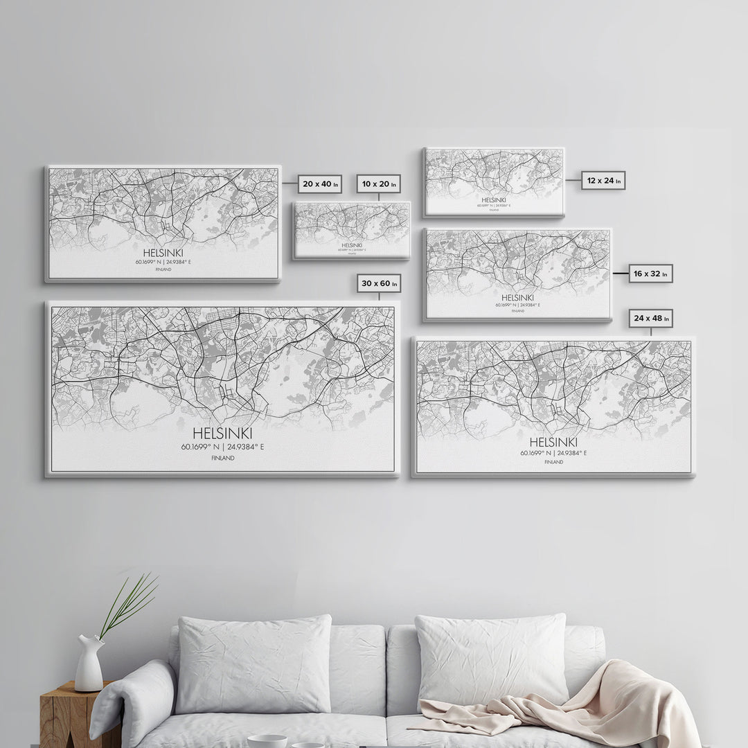 Helsinki City Map, Finland Map, Map Art, Minimalist Art, Wall Art, Canvas Art, Europe Art, Gift For Girls, Large Canvas Art, Travel Wall Art