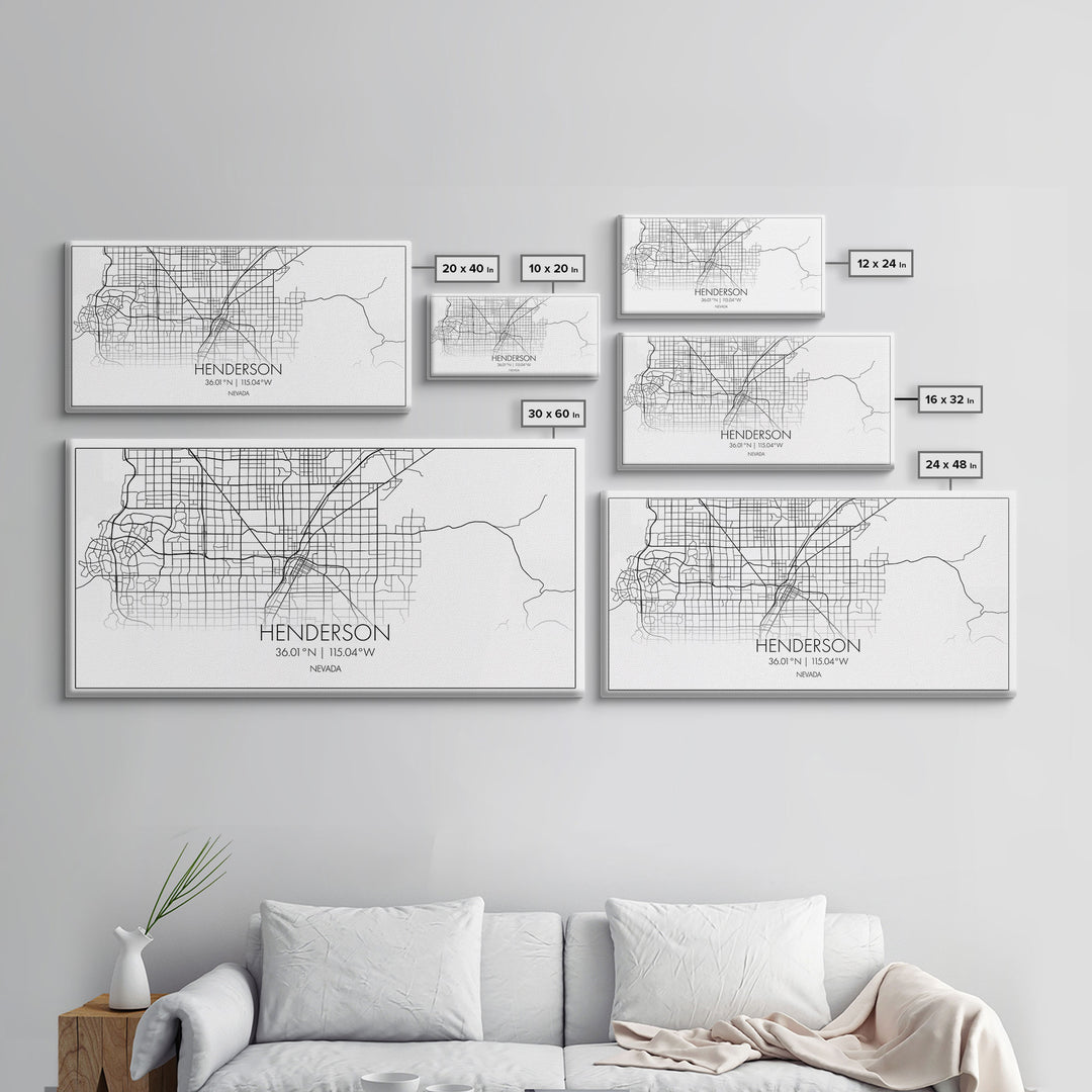 Henderson City Map, Nevada Map, Map Art, Minimalist Art, Wall Art, Canvas Art, Office Art, Cabin Gifts, Hanging Wall Décor, Trendy Wall Art