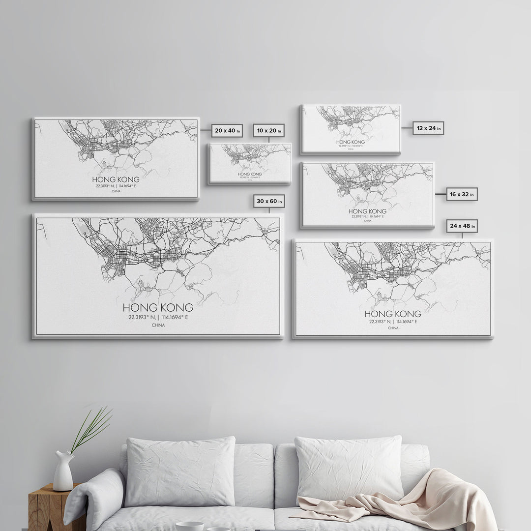 Hong Kong City Map, China Map, Map Art, Modern Art, Wall Art, Canvas Art, Asian Wall Art, Simple Wall Art, Wall Prints Trendy, Modern Gift