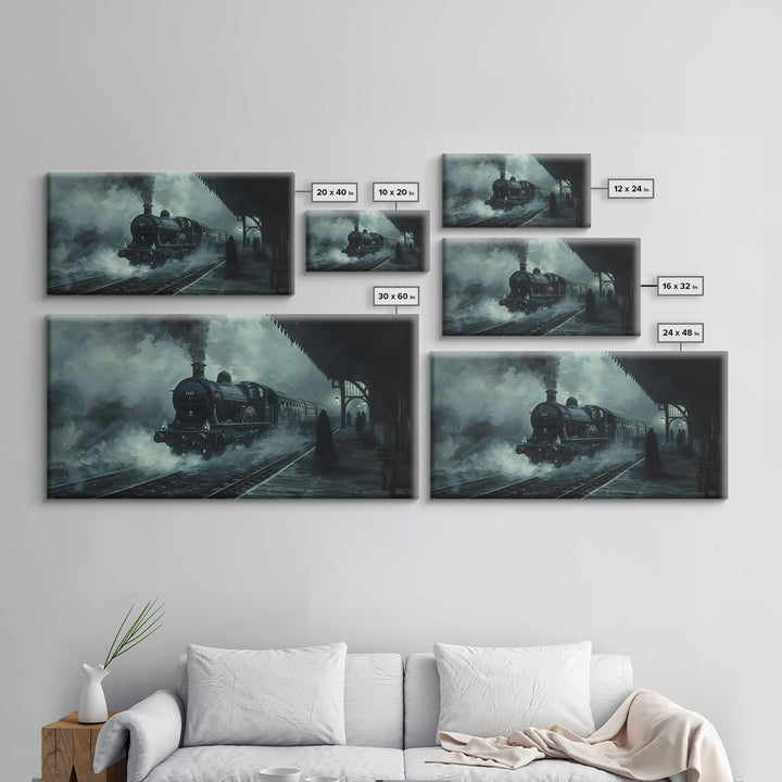 Spooky Haunted Steam Train, Spooky Wall Art, Framed Canvas Print, Unique Halloween Wall Art Gift Idea, Halloween Props