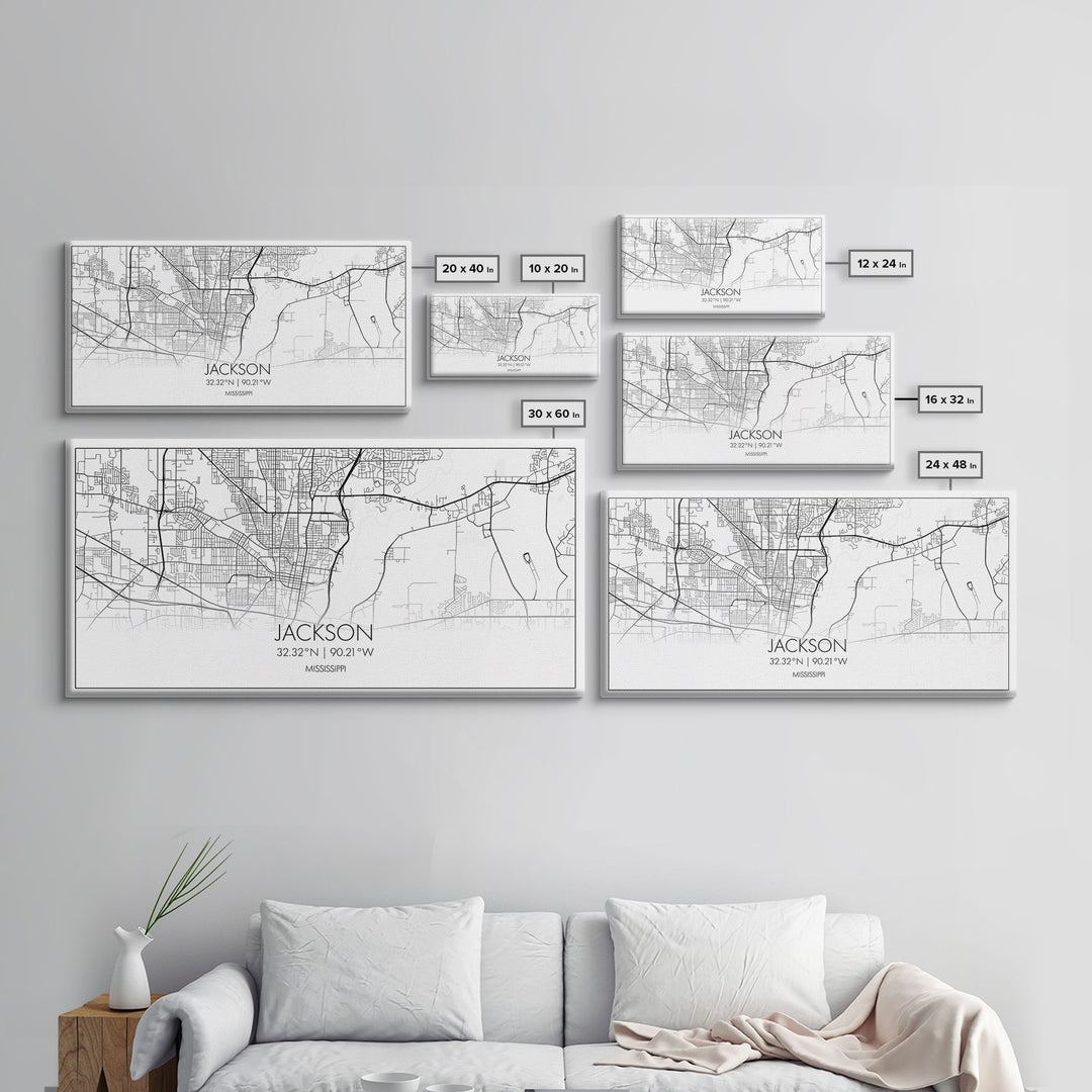 Jackson City Map, Mississippi Map, Map Art, Modern Art, Wall Art, Canvas Art, Apartment Wall Décor, Modern Farmhouse Art, Gift For Men