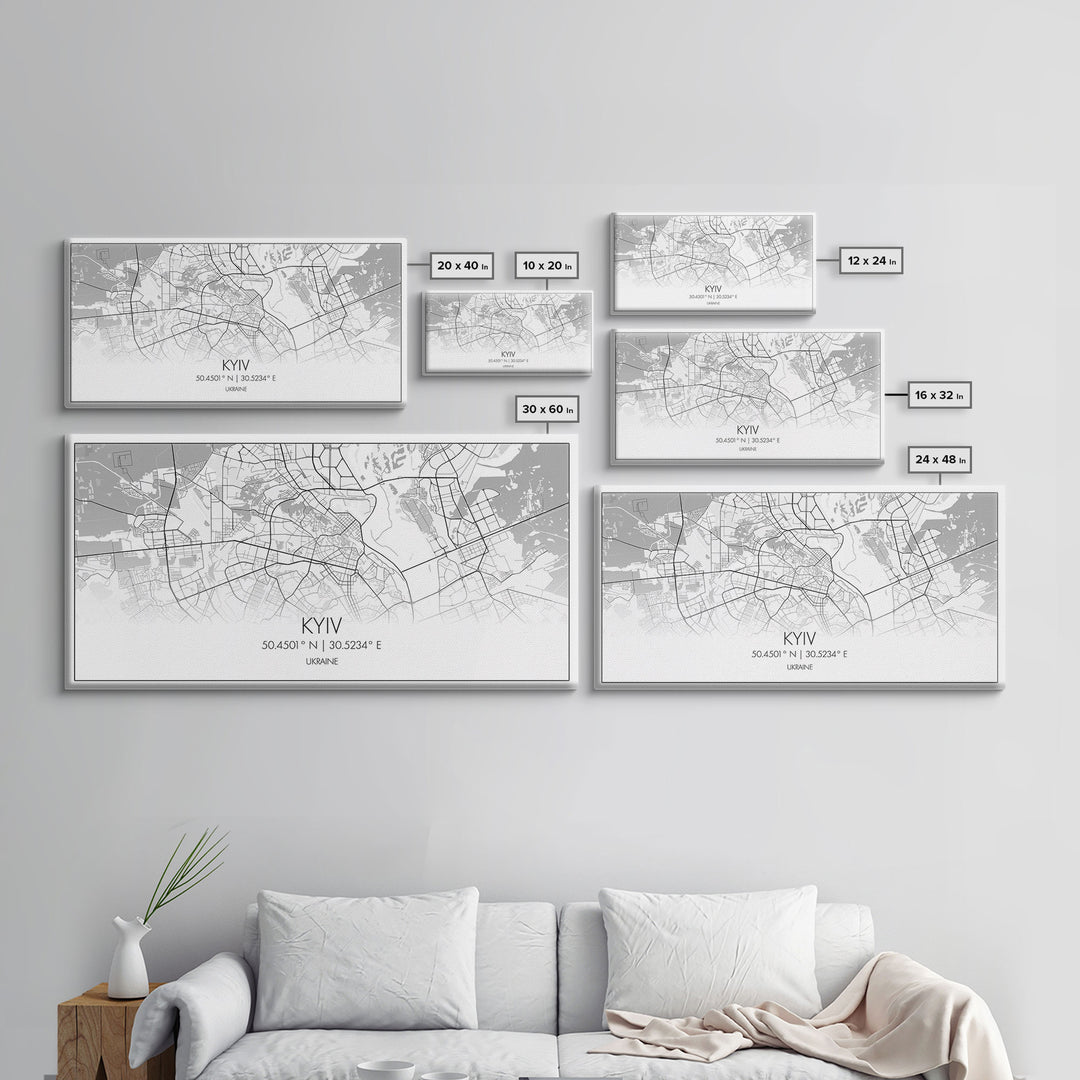 Kyiv City Map, Ukraine Map, Map Art, Modern Art, Wall Art, Canvas Art, Travel Wall Art, European Wall Print, New Home Gift, College Room Art