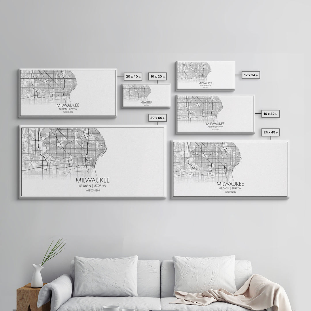 Milwaukee City Map, Wisconsin Map, Map Art, Minimalist Wall Art, Wall Art, Canvas Art, Country Home Art, Girl Room Décor, College Décor