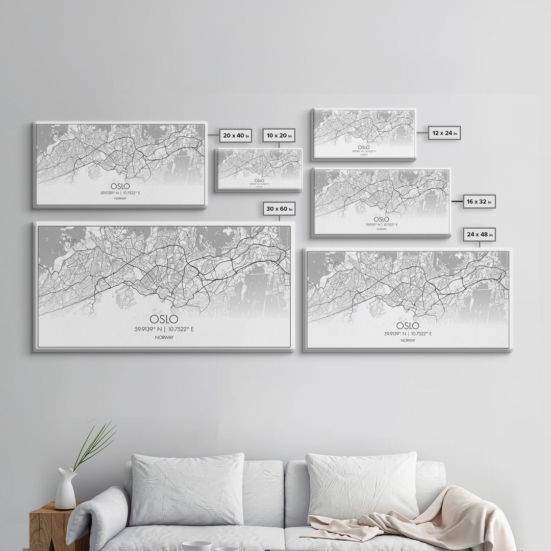 Oslo City Map, Norway Art, Map Print, Minimalist Wall Art, Wall Art, Canvas Art, Travel Wall Art, Hiking Gift, European Wall Art, Office Art