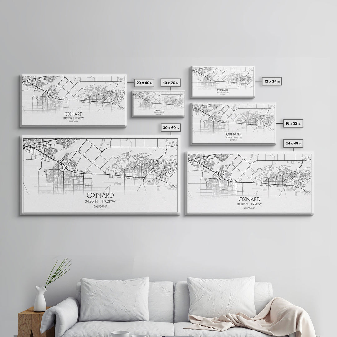 Oxnard City Map, California Art, Map Print, Minimalist Wall Art, Wall Art, Canvas Art, Long Wall Art, Teen Room Wall Art, Mom Birthday Gift