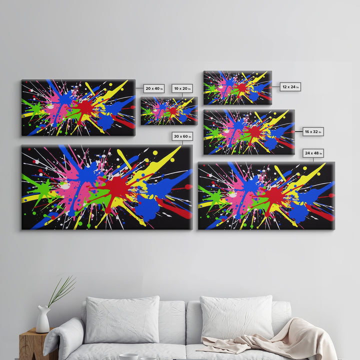 SPLAT! Graffiti Art - Colorful Painting / Canvas Print - Retro / Midcentury Style Abstract / Impressionist Art - Splatter Art