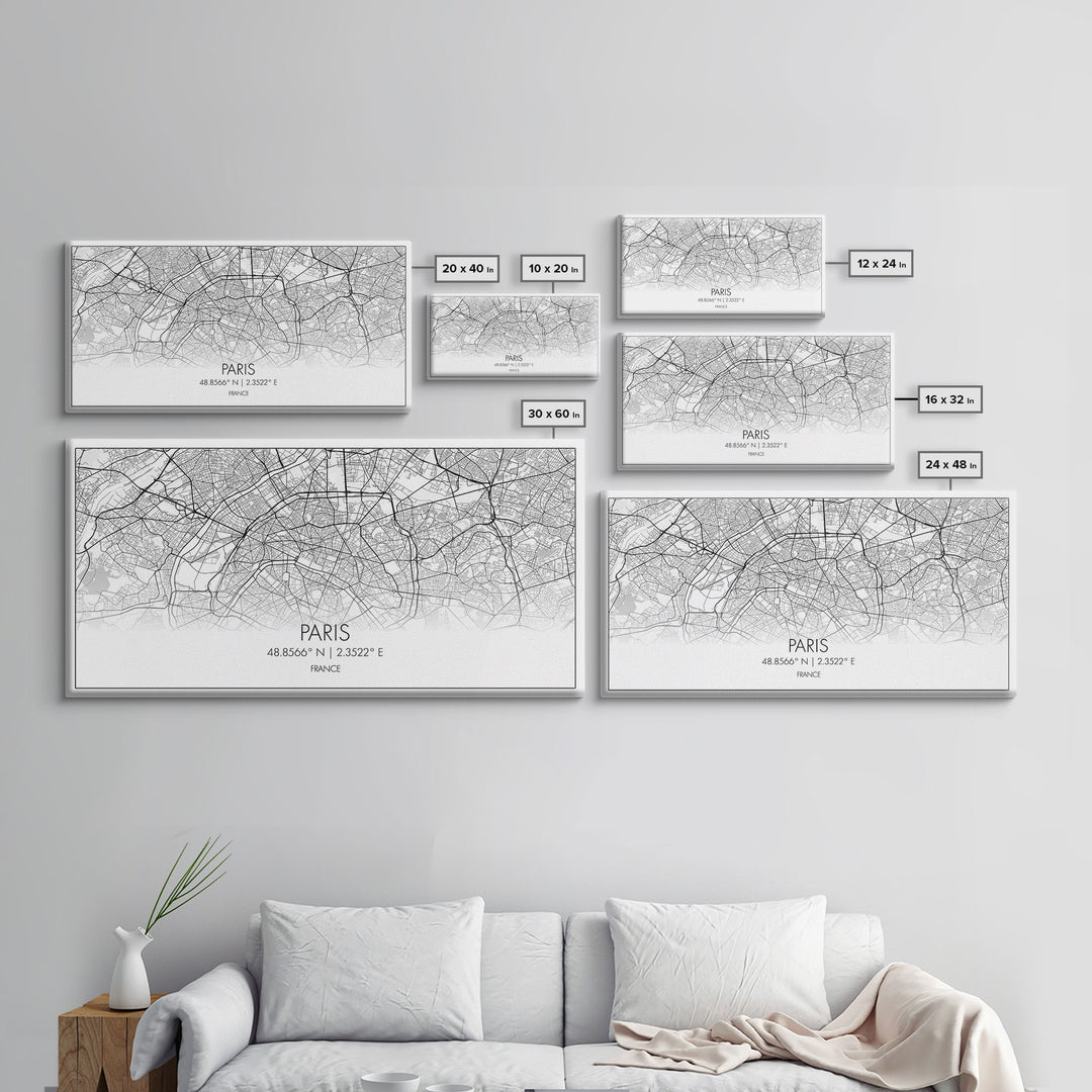 Paris City Map, France Art, Map Print, Minimalist Wall Art, Wall Art, Canvas Art, European Art, Dorm Room Wall Art, Gift For Traveler