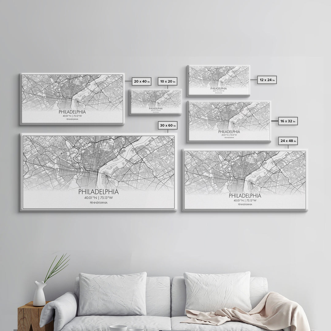 Philadelphia City Map, Pennsylvania Art, Map Print, Minimalist Wall Art, Wall Art, Canvas Art, Gift For The Home, Bedroom Wall Art, Office