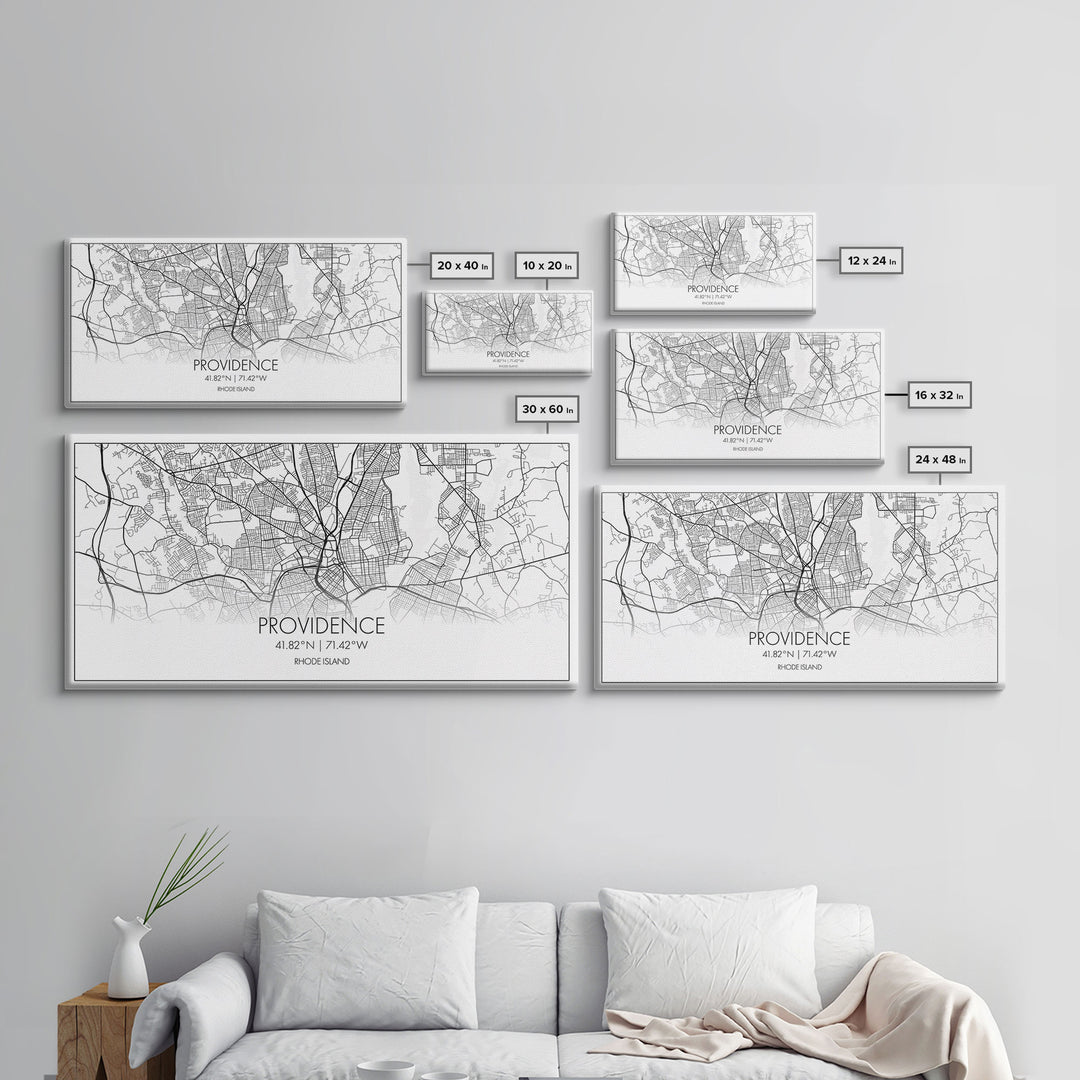 Providence City Map, Rhode Island Art, Map Print, Minimalist Wall Art, Wall Art, Canvas Art, Gifts For Mom, Horizontal Wall Art, Office Art