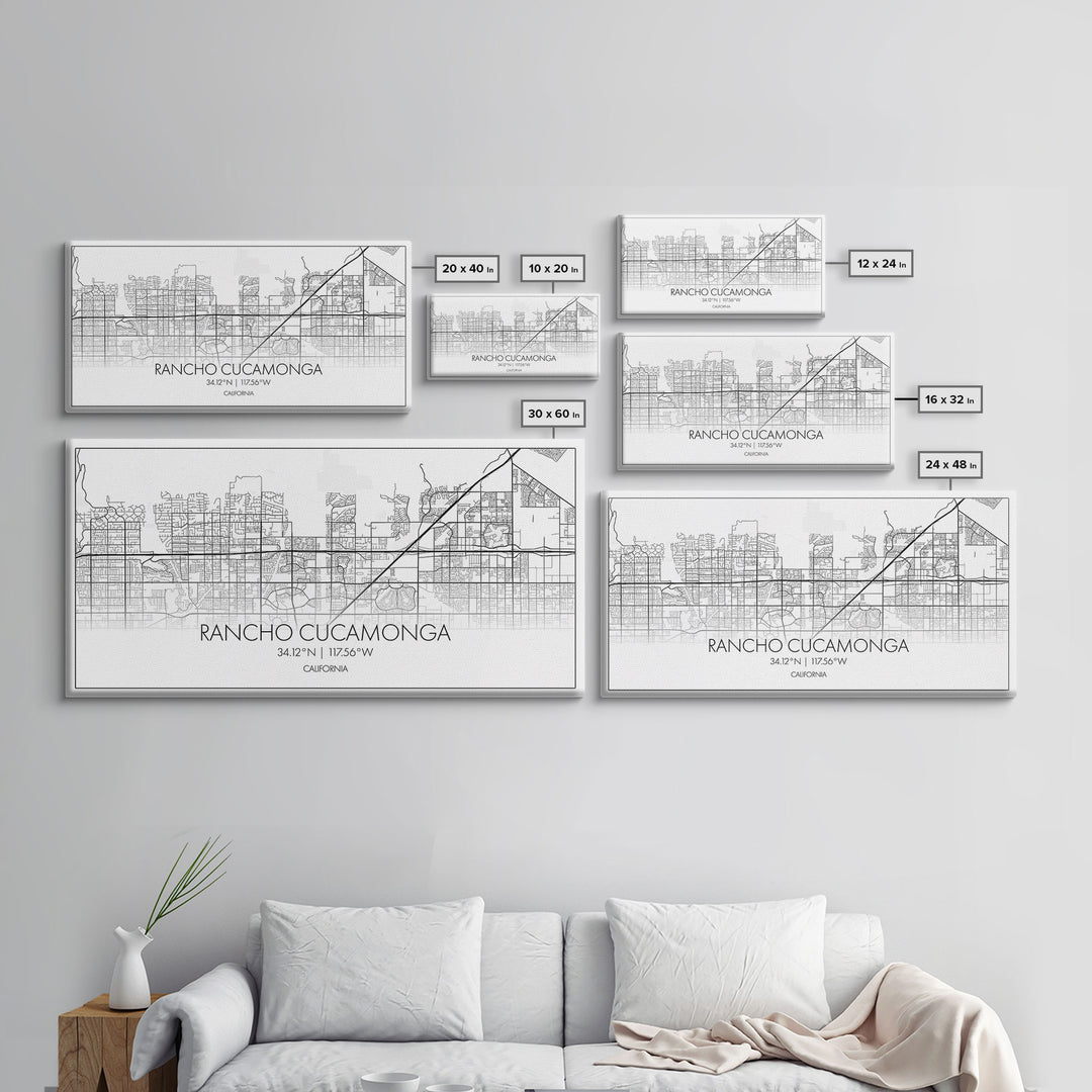 Rancho Cucamonga City Map, California Art, Map Print, Minimalist Wall Art, Wall Art, Canvas Art, Wall Hanging, Wedding Gift, Family Wall Art