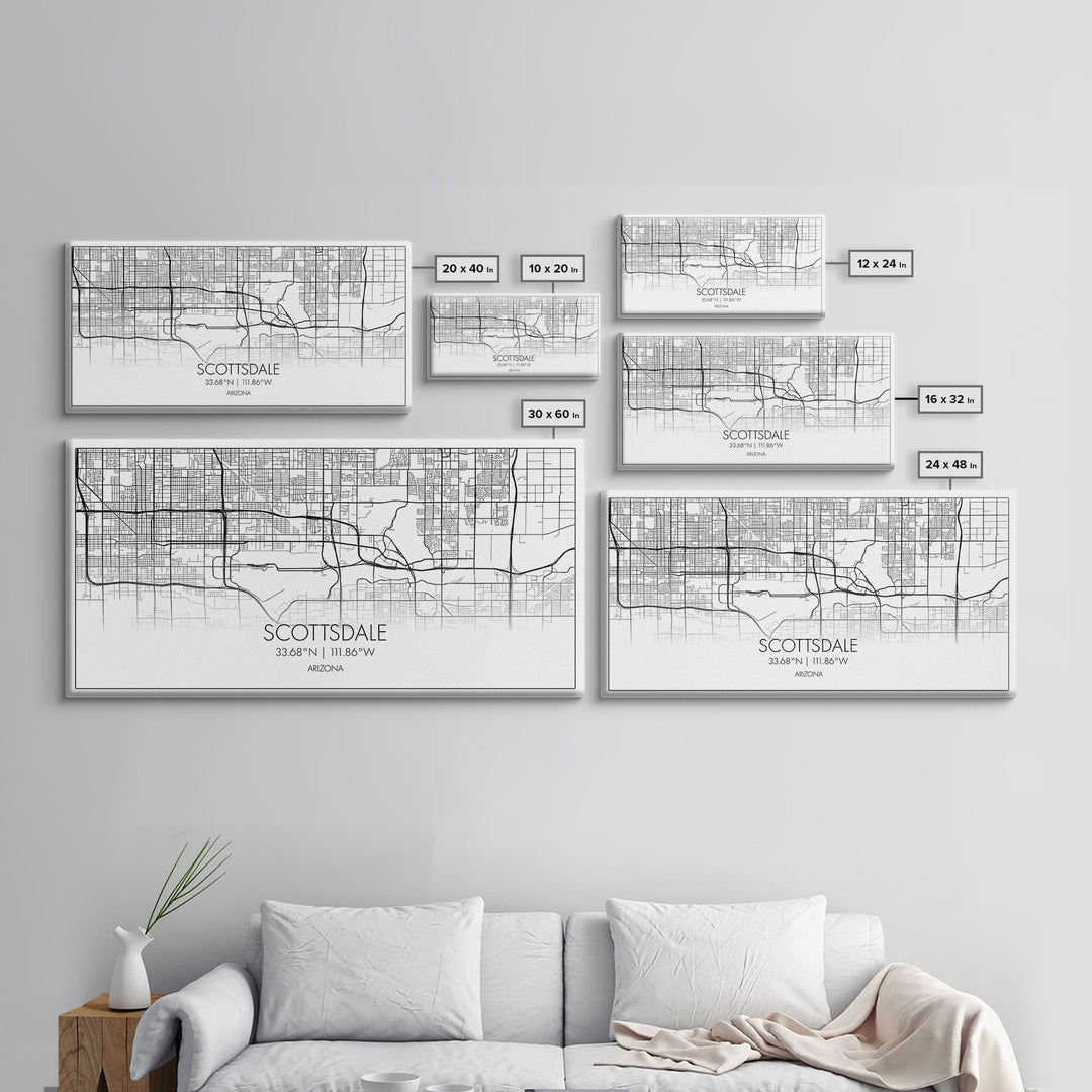 Scottsdale City Map, Arizona Art, Map Print, Modern Wall Art, Wall Art, Canvas Art, Teen Boy Wall Art, RV Décor, Realtor Thank You, Room Art