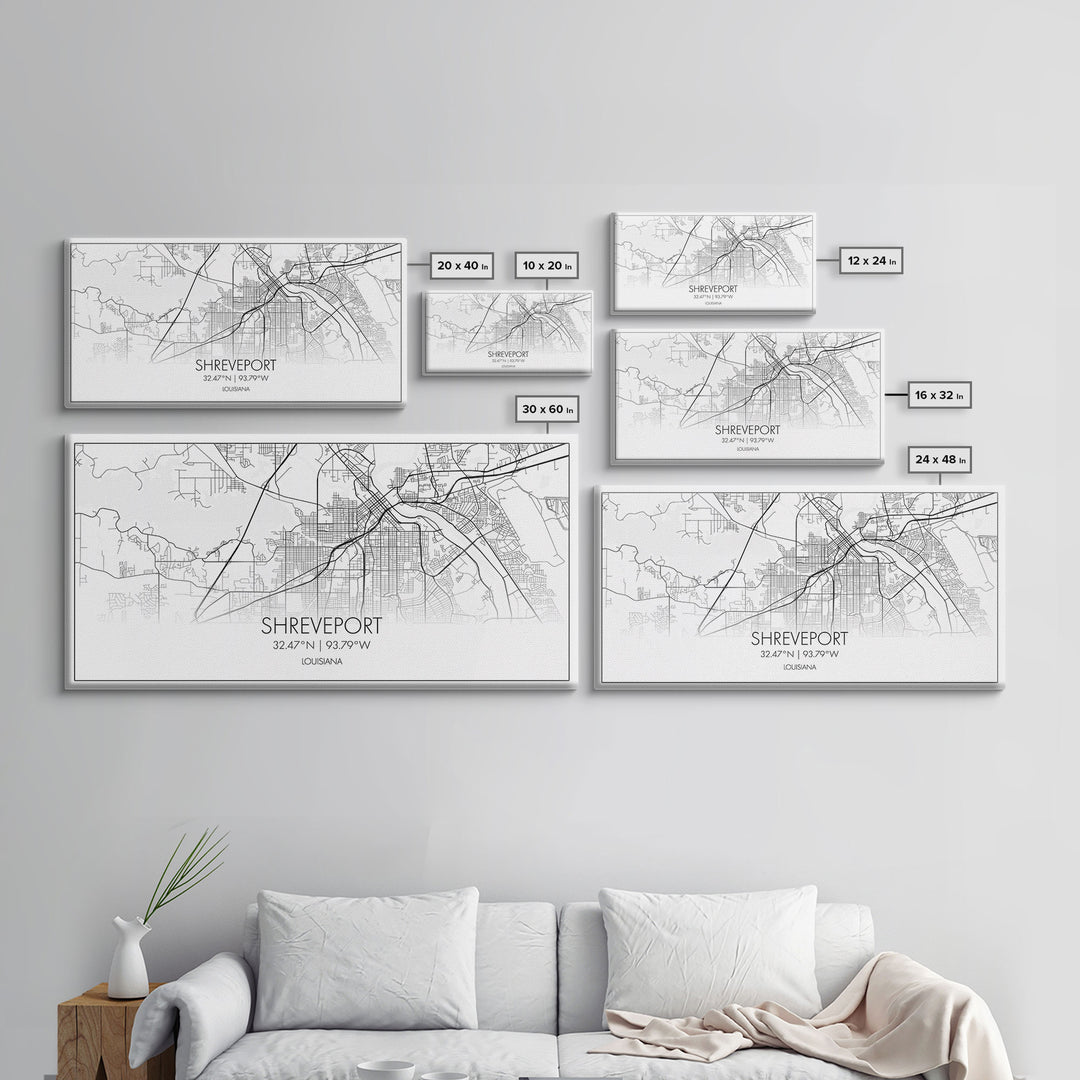 Shreveport City Map, Louisiana Art, Map Print, Modern Wall Art, Wall Art, Canvas Art, Dining Room Décor, Boho Wall Art, Congratulations Gift