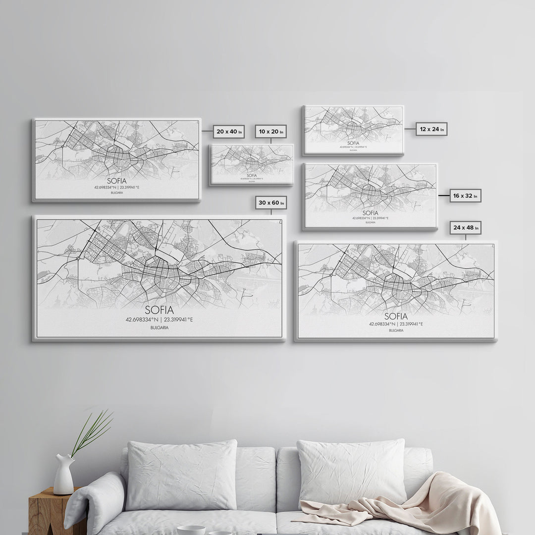 Sofia City Map, Bulgaria Art, Map Print, Modern Wall Art, Wall Art, Canvas Art, European Wall Art, First Home Gift, Boys Bedroom Décor