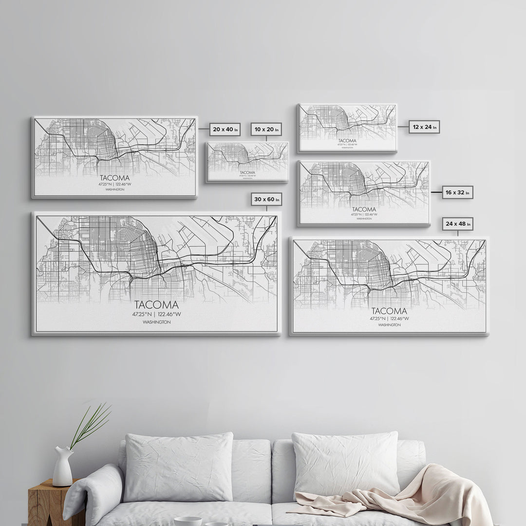 Tacoma City Map, Washington Art, Map Print, Modern Wall Art, Wall Art, Canvas Art, Gift For The Home, Farmhouse Wall Décor, City Wall Art