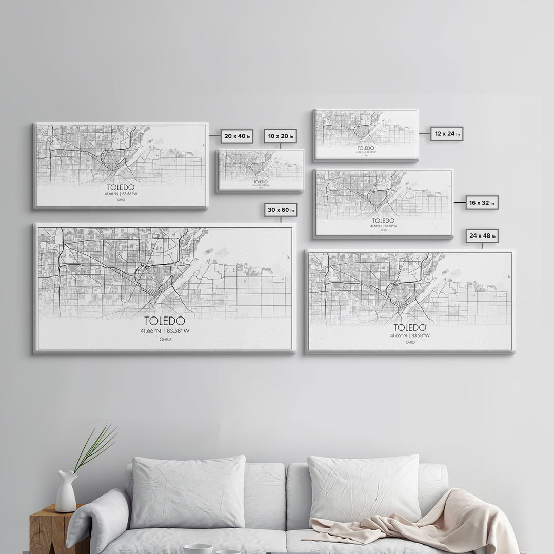 Toledo City Map, Ohio Art, Map Print, Modern Wall Art, Wall Art, Canvas Art, Bedroom Teen Girl Art, Gift For Realtor, Family Home Décor