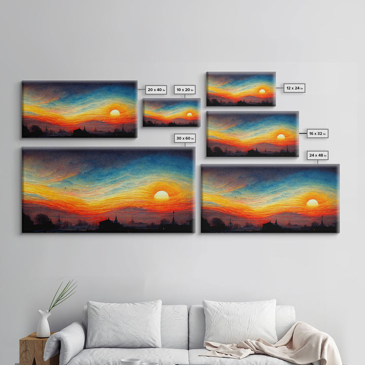 Beautiful sunset canvas print, canvas art, ink painting style