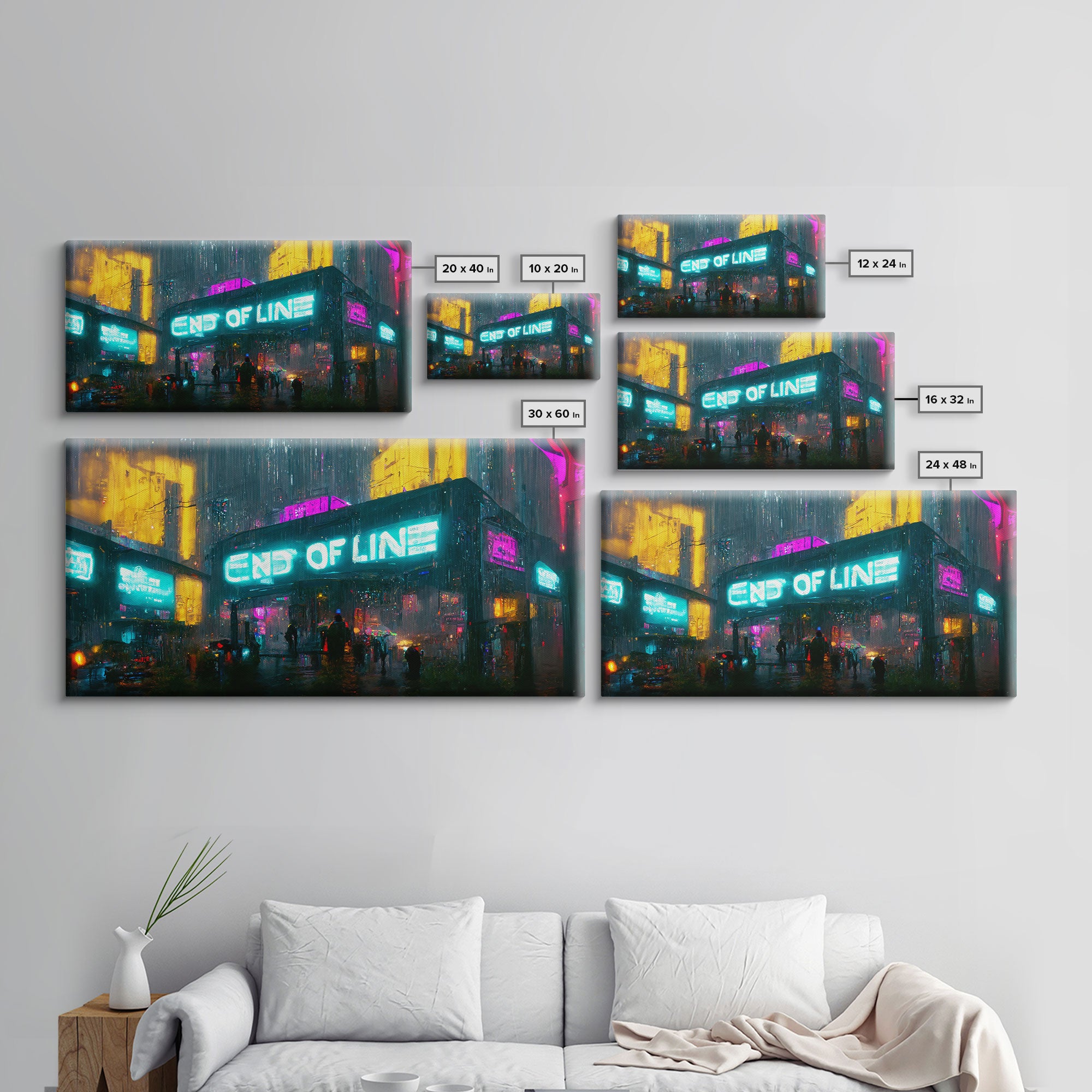 End Of Line, Cyberpunk Subway Art, Dystopian Cyber Punk City, Canvas Print, Bladerunner vibes art, cool wall art, night city