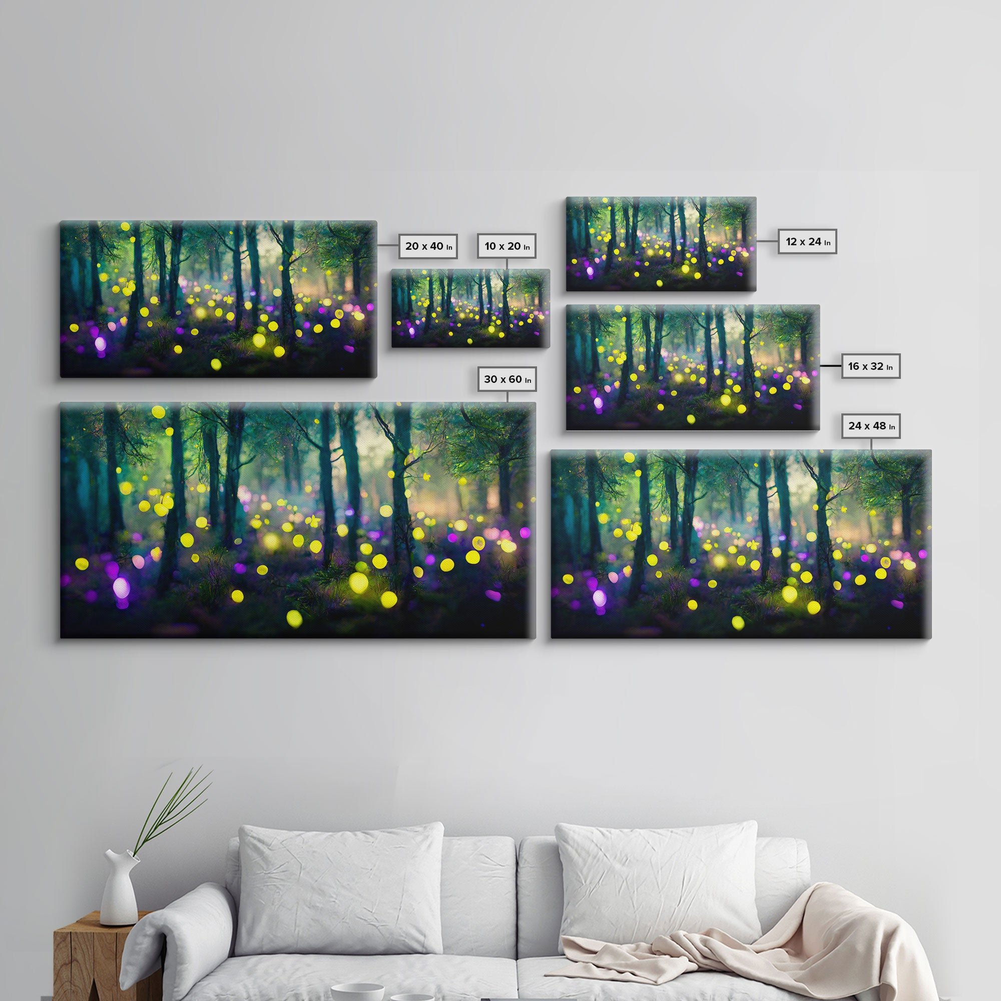 Magical forest with fairies canvas print, fantasy art, cool wall art, dorm art, ready to hang wall art