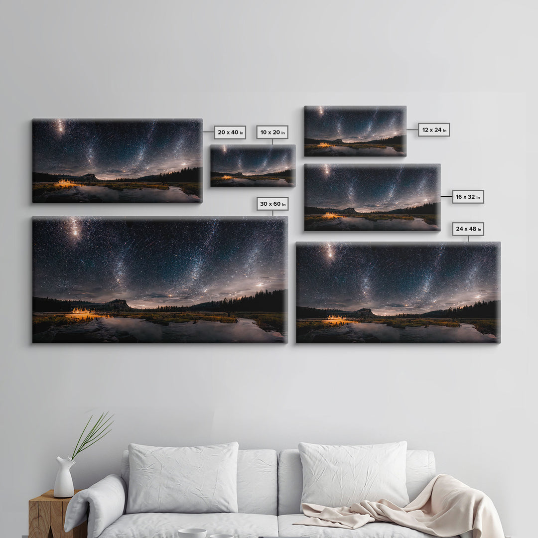 Stars Night Sky Galaxy River Lake Landscape Fine Art Print, Wall Art Print, Wall Décor, Wall Poster