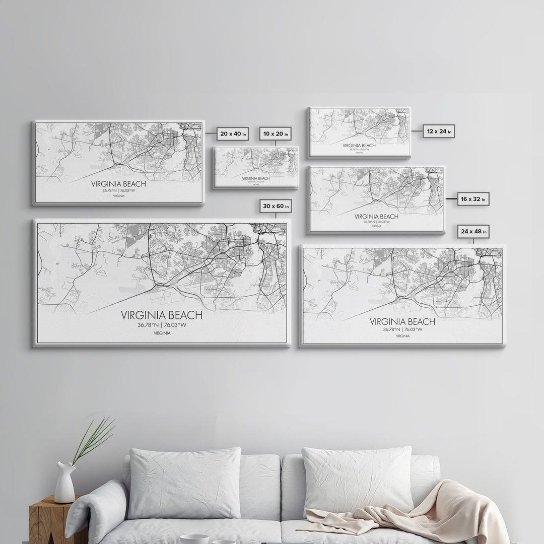 Virginia Beach City Map, Virginia Art, Map Print, Modern Wall Art, Wall Art, Canvas Art, Dorm Room Art, Family Home Décor, Birthday Gift