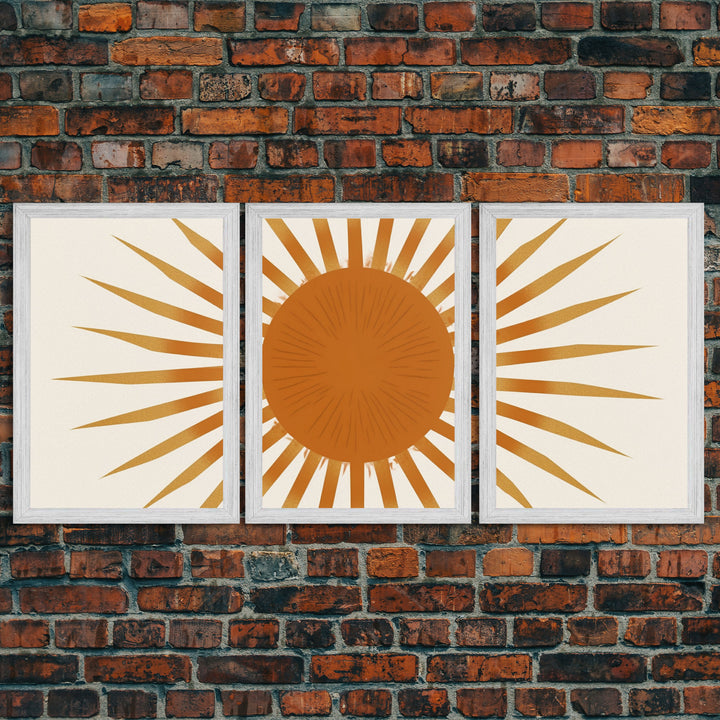 Glamorous Sunburst Wall Art, Art Deco, Framed Canvas Print, Starburst Print, Atomic Age Art, Gold Sun Art, Wall Decor, Home Decor