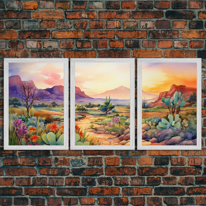 Southwestern Desert Landscape 3 Piece Canvas Prints, Painting, Minimalist Art, Decor, Wall Decor, Wallpaper, Digital Prints, Wall Art