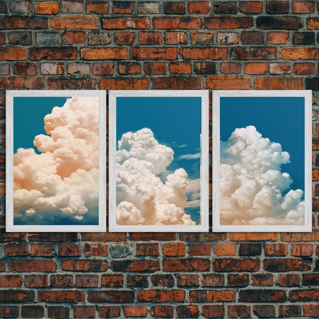 Cloud Wall Art Triptych 3 Piece Set Blue Wall Art Abstract Art Print Minimalist Wall Art Indigo Art Maximalist Deco Sky Wall Art Sky Print