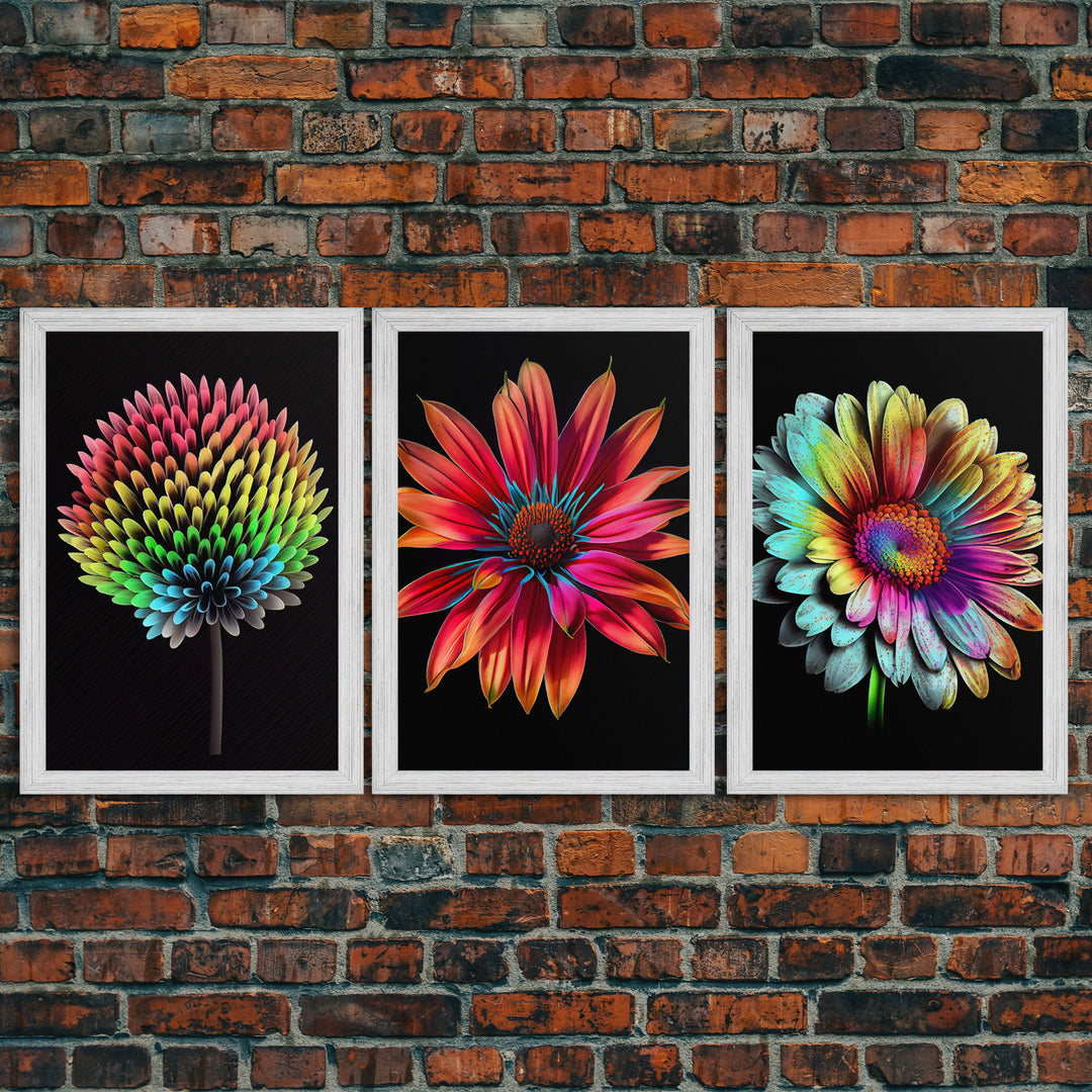 Set of 3 Floral Wall Art | Minimalist floral print | Floral wall art | Canvas signs | Botanical wall art | Flower Art | 3 Piece Wall Art