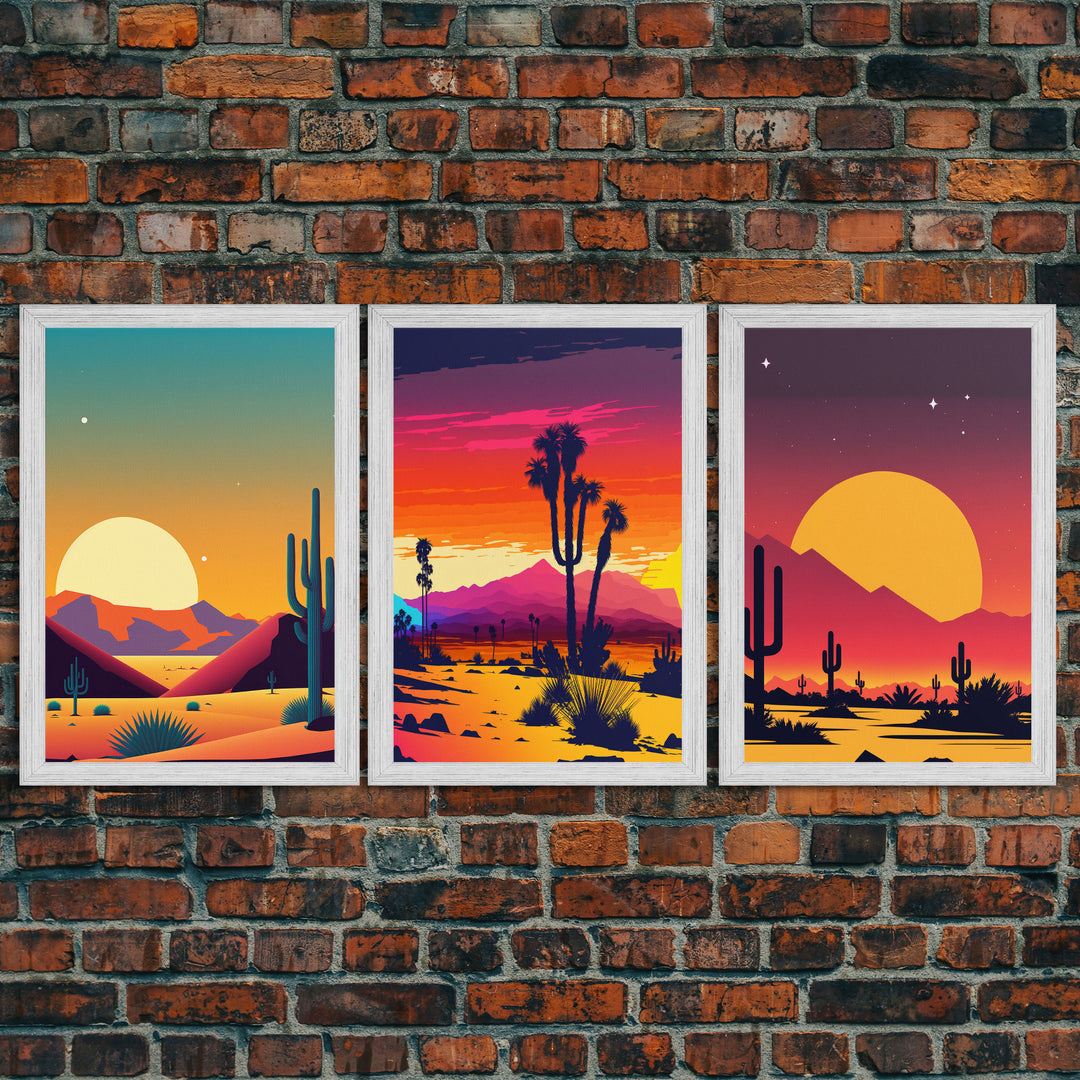 Trendy Art Desert Prints, 3 Piece Wall Art, Framed Canvas Print, Framed Art, Desert Art Prints, Triptych, Set of 3 Wall Art