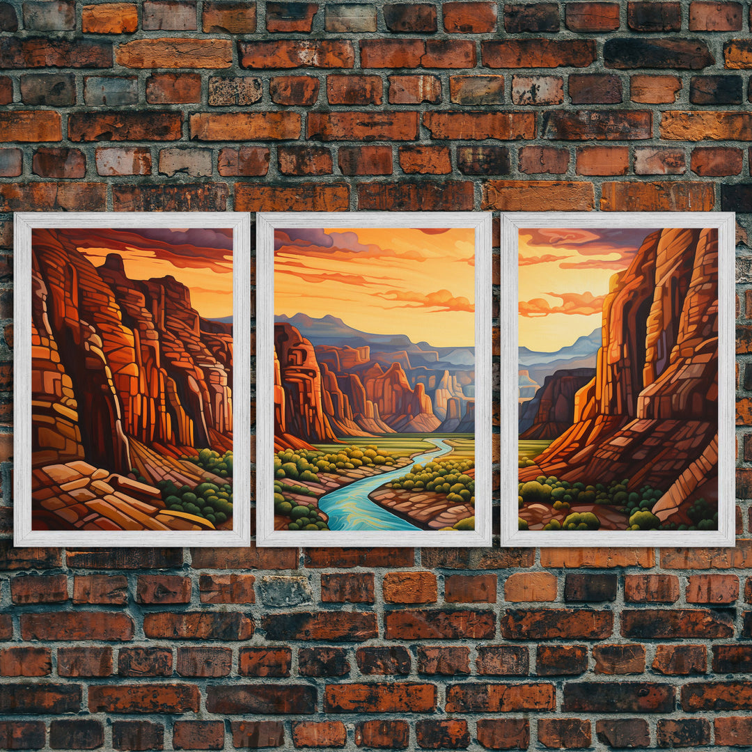 Canyon Art, River Wall Art, Landscape Wall Print, Canvas Print, Wall Art, 3 Piece Wall Art, Appreciation Gift, Ranch Decor, Western Wall Art