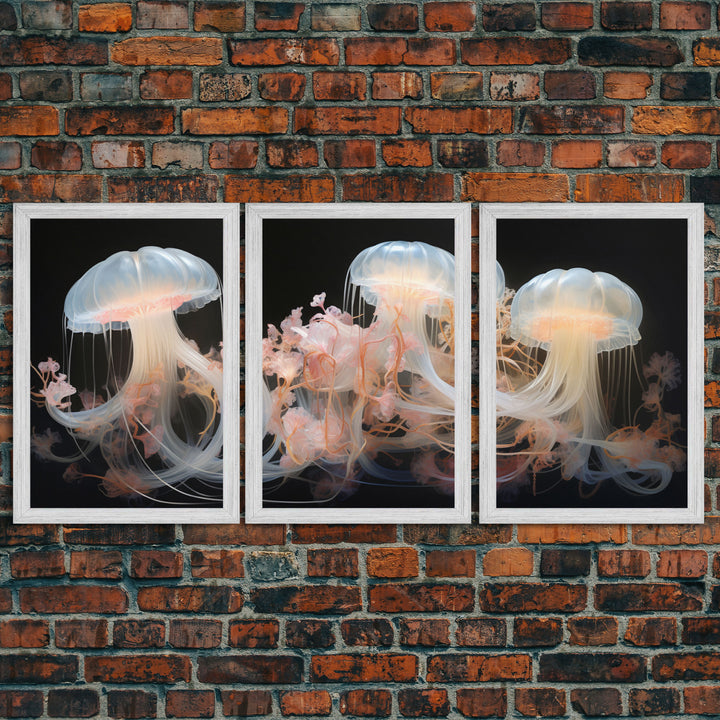 Ocean Wall Art, Animal Art, Jelly Fish Wall Art, Canvas Print, Wall Art, 3 Piece Wall Art, Unique Wall Decor, Kitchen Wall Art, Travel Print