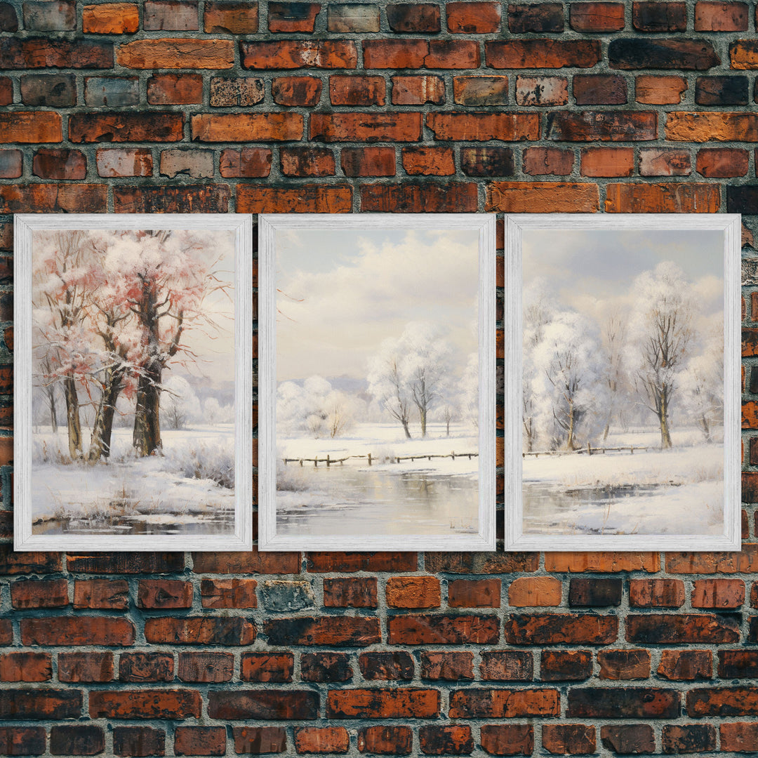 Winter Landscape, Winter Forest Print, Canvas Print, Wall Art, 3 Piece Wall Art, Living Room Wall Art, Bedroom Prints, Office Wall Decor