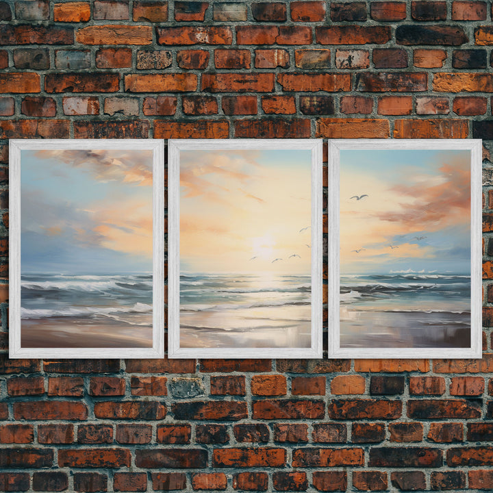 Beach Wall Art, Seascape Print, Sunset Wall Art, Canvas Print, Wall Art, 3 Piece Wall Art, Beach House Wall Decor, Home Office Art, RV Decor