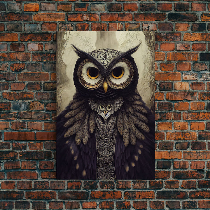 Portrait of an owl, Cool Owl art, Framed Canvas Print, Ready To Hang Framed Wall Art, Living Room Wall Hanging