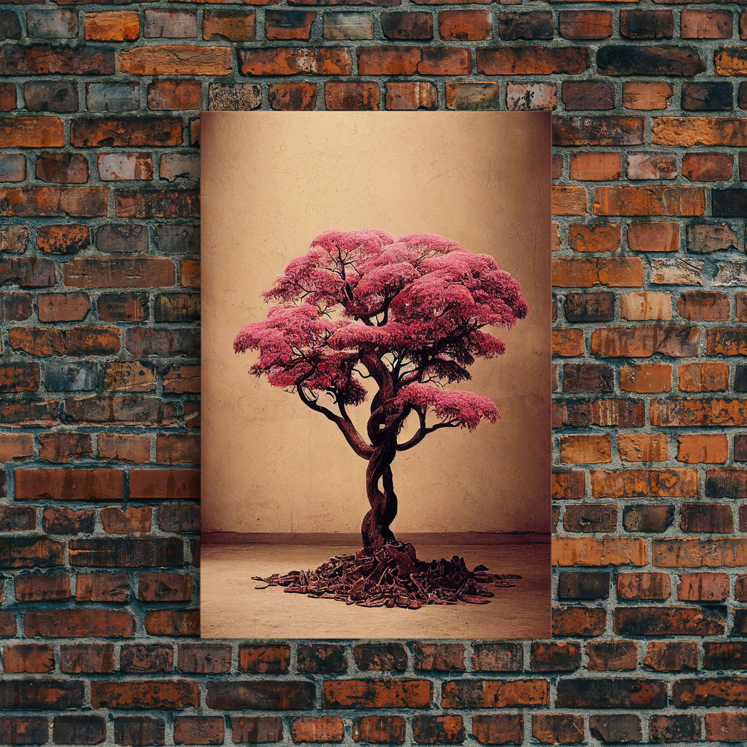 Japanese Maple Tree, Framed Canvas Print, Ready To Hang Framed Wall Art, Living Room Wall Hanging, Cherry Blossom Tree