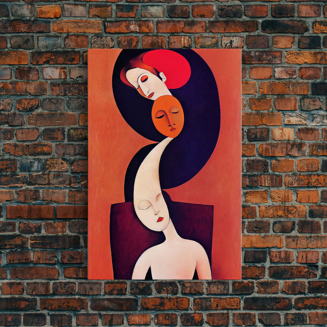 Dreaming Of You Cubism Woman Faces Abstract Fine Art Print, Wall Art Print, Wall Poster