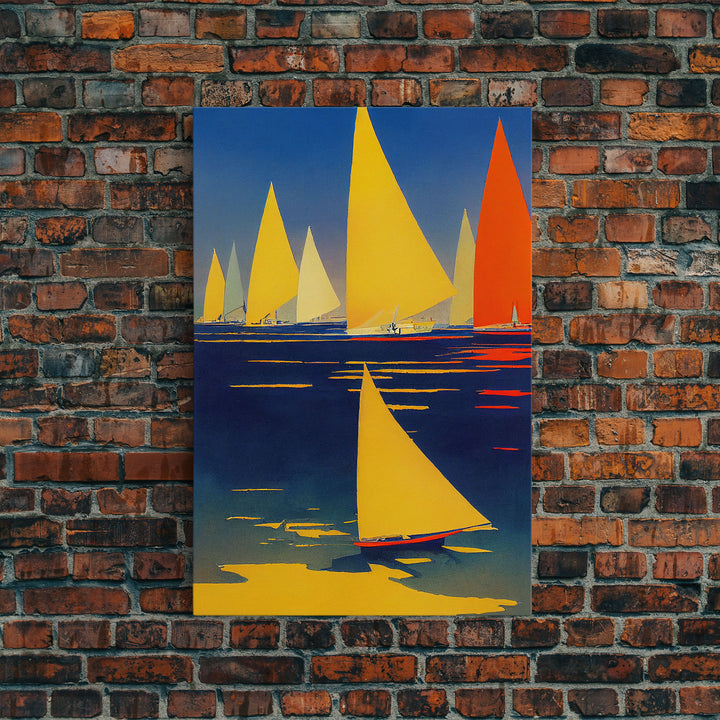 Nautical Wall Art, Sailboats On San Francisco Bay, Framed Canvas Print, Original Nautical Art, Nautical Canvas Art