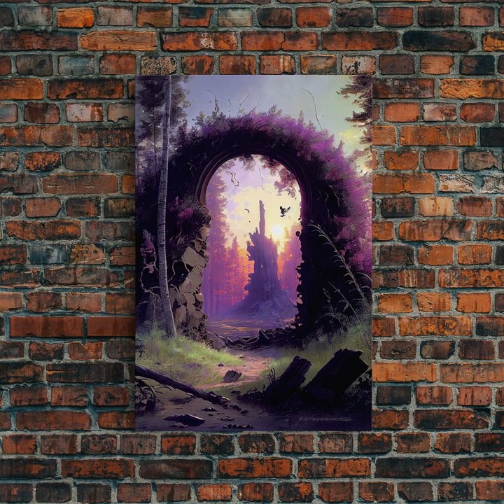 Portal to another world, purple fantasy art, watercolor, RPG concept art, framed canvas print