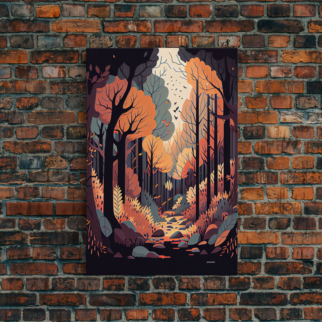 A Beautiful autumn scene, fall in the forest, fine art poster print