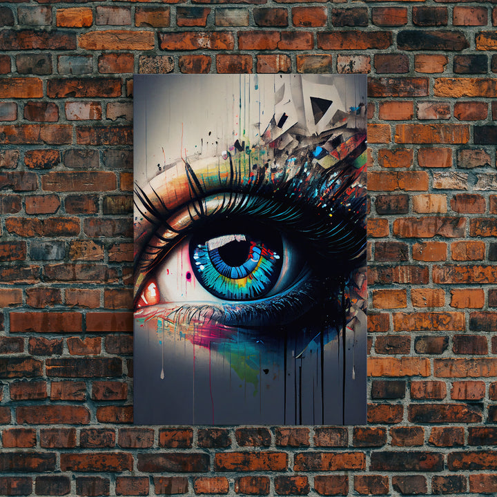 Vibrant Graffiti Eye Wall Art Canvas Print - Street Art Inspired Graphic Illustration Artwork