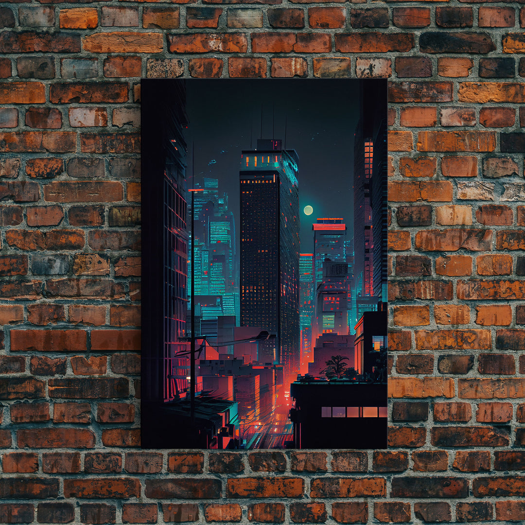 Night Cityscape Skyscrapers Dark Fine Art Print, Wall Art Print, Wall Poster, Wall Decor