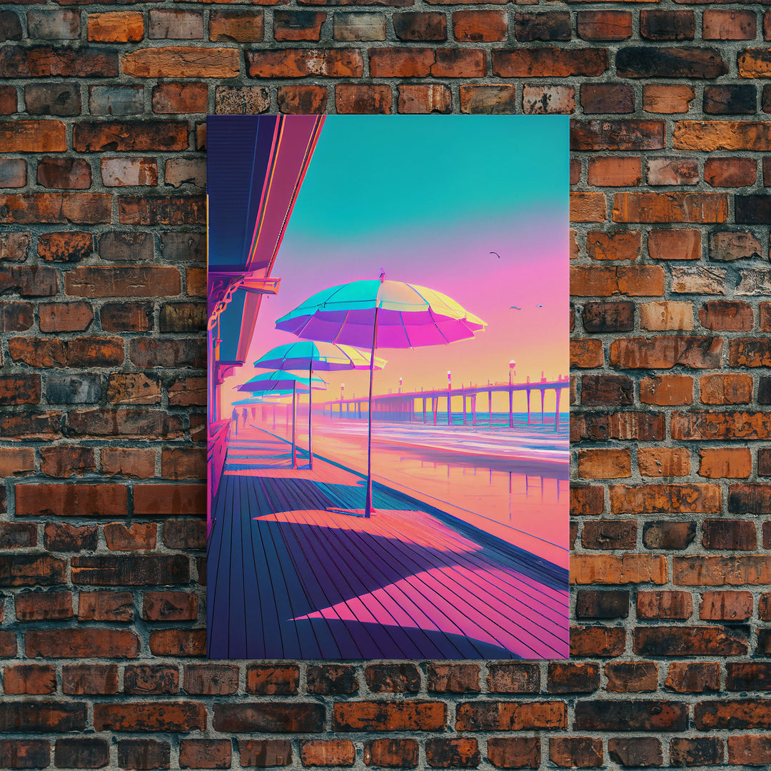 Vaporwave aesthetic art, framed canvas print, gift for her, girl's room / daugher's room wall art