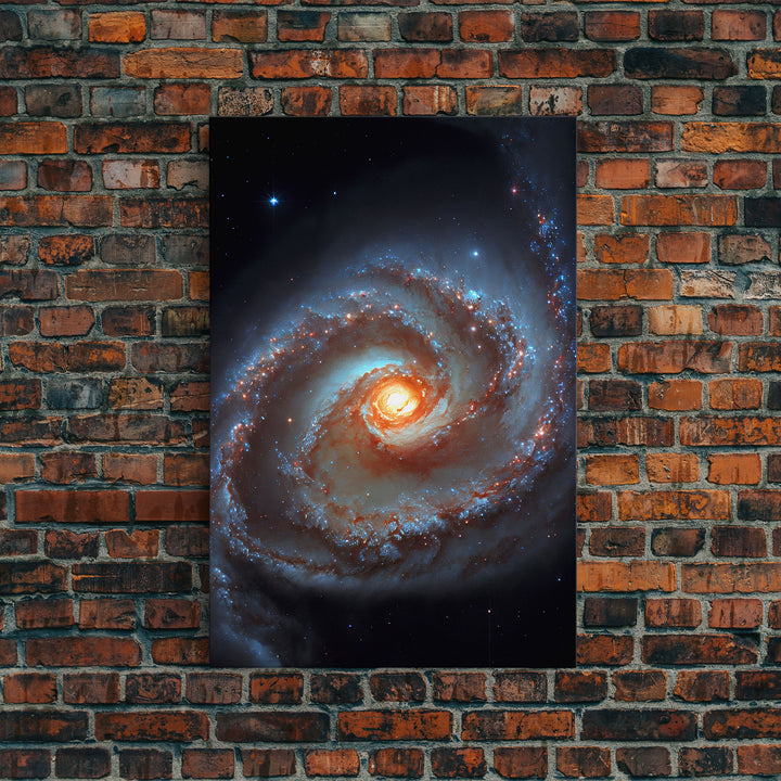 Close up view of a spiral galaxy, space art, framed canvas print, astronomy art