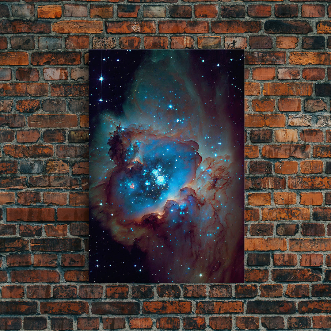 The Stars Glow At Night, framed canvas print, watercolor space painting