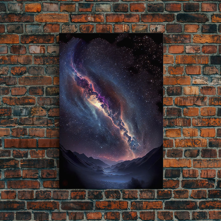 View of the milky way galaxy over a desert night sky, framed canvas print