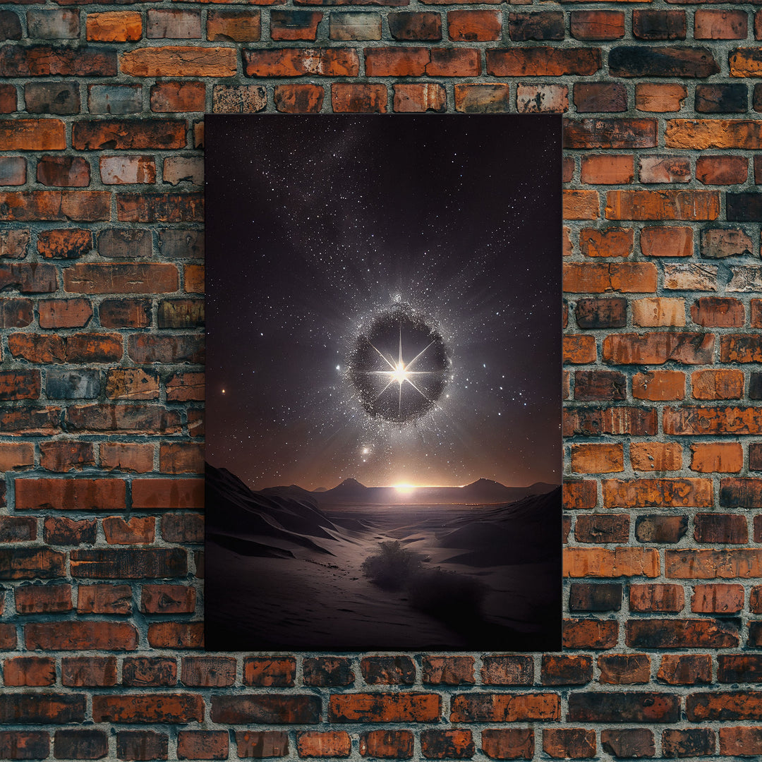 The North star over the Sahara, starry night sky art, framed canvas print