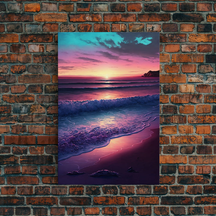 Large Coastal Wall Art Large Sunset Beach Framed Canvas Print Seascape Sky And Sea Beach Scene Art Ocean Beach Sky Art Decor